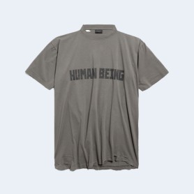발렌시아가 HUMAN BEING SHIFRED 크루넥 티셔츠