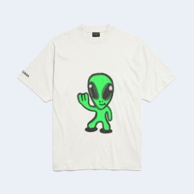 발렌시아가 HI THERE+DRIPLEY 미디엄 핏 더티 화이트 티셔츠