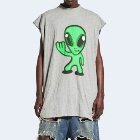 발렌시아가 하이 데어 + 드리플리 슬리브리스 민소매 티셔츠