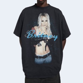 발렌시아가 뮤직 브리트니 스피어스 시리즈 오버사이즈 티셔츠 페이디드 블랙