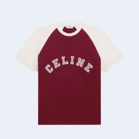 셀린느 코튼 저지 루즈 티셔츠 빈티지 버건디
