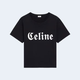 셀린느 고딕 로고 블랙 티셔츠