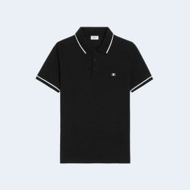 셀린느 코튼 피케 클래식 폴로 셔츠 블랙