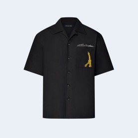 루이비통 오픈 칼라 숏 슬리브 코튼 셔츠 1AFJHQ