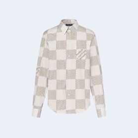 루이비통 다미에 롱 슬리브드 클래식 코튼 셔츠 1AFJDC