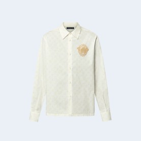 루이비통 모노그램 프린티드 롱 슬리브드 코튼 셔츠 1AFPZU