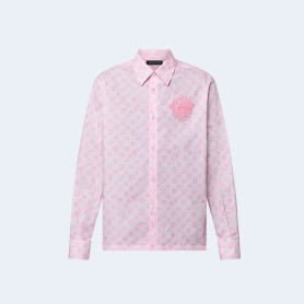 루이비통 모노그램 프린티드 롱 슬리브드 코튼 셔츠 1AFQ03