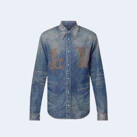 루이비통 피티드 롱 슬리브드 데님 셔츠 1AFXL5