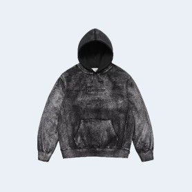 슈프림 x MM6 메종 마르지엘라 포일 박스 로고 후드 스웨트셔츠 블랙 24SS