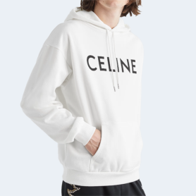 셀린느 화이트 레터링 로고 후드 스웨트