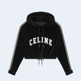 셀린느 벨벳 저지 크롭 후디