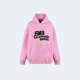 발렌시아가 핸드 드로우 BB 로고 후드탑