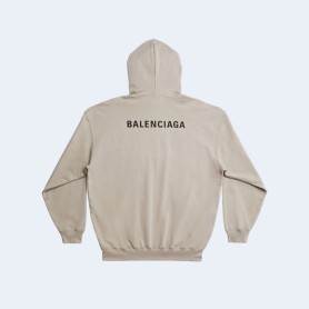 발렌시아가 백 로고 자수 후디 베이지