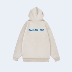 발렌시아가 백 블루 로고 후디 베이지