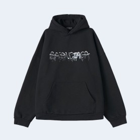 발렌시아가 슬라임 로고 코튼 저지 후디