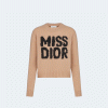 디올 블랙 Miss Dior Graffiti 모티브 페일 핑크 캐시미어 실크 니트