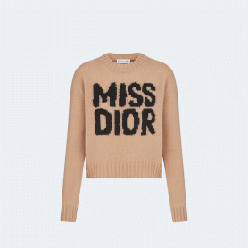 디올 블랙 Miss Dior Graffiti 모티브 페일 핑크 캐시미어 실크 니트