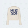 디올 블루 Miss Dior Graffiti 모티브 에크루 캐시미어 실크 니트