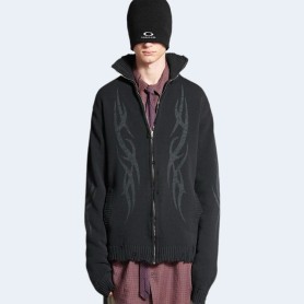 발렌시아가 남성 Y2k 집업 가디건 블랙