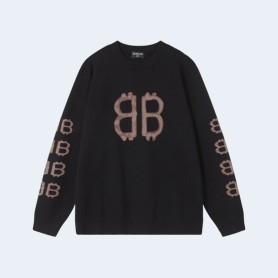 발렌시아가 BB 크립토 로고 블랙 니트