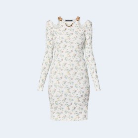 루이비통 플로럴 프린트 아일릿 스트랩 드레스 1AFGE5