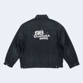 발렌시아가 핸드 드로운 BB 아이콘 오버사이즈 자켓 블랙