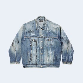 발렌시아가 그래피티 오버사이즈 재킷 라이트 블루