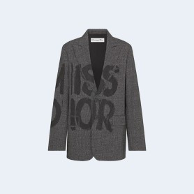 디올 블랙 Miss Dior Graffiti 모티브 울 블레이저