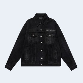 발렌시아가 백 자수 로고 데님 블랙 자켓