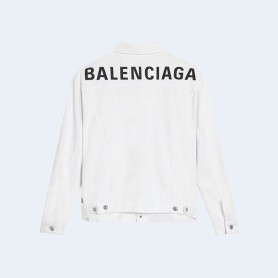 발렌시아가 엠브로이더리 로고 데님 자켓 화이트