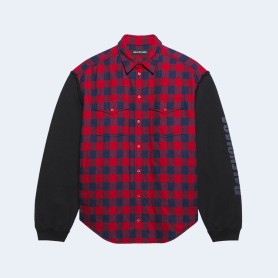 발렌시아가 체크 플란넬 셔츠 레드