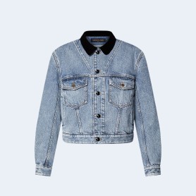 루이비통 벨벳 액센트 데님 재킷