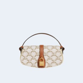 셀린느 타부 스트랩 클러치 백 화이트 탠