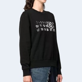 메종 마르지엘라 로고 코튼 스웨트셔츠 블랙