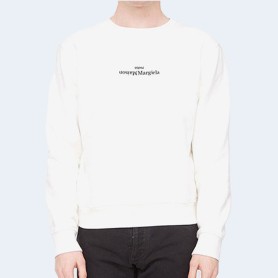 메종 마르지엘라 업사이드 다운 로고 스웨트셔츠 화이트