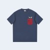 로에베 QQ 레드 포켓 티셔츠 네이비