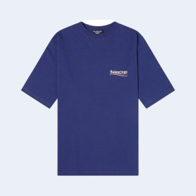 발렌시아가 오버사이즈 폴리티컬 캠페인 로고 티셔츠 블루