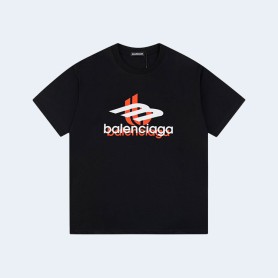 발렌시아가 더블 테이프 타이프 로고 티셔츠 블랙