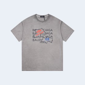 발렌시아가 트라이로고 티셔츠 그레이