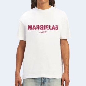 메종 마르지엘라 로고 그래픽 프린트 티셔츠 화이트