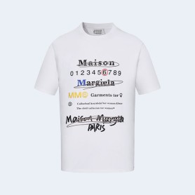 메종 마르지엘라 멀티 컬러 로고 티셔츠 화이트