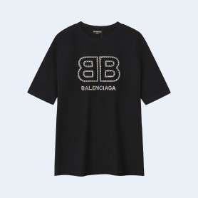 발렌시아가 BB 엠브로이더리 로고 티셔츠 블랙