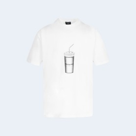 발렌시아가 B family 코크 로고 티셔츠 화이트