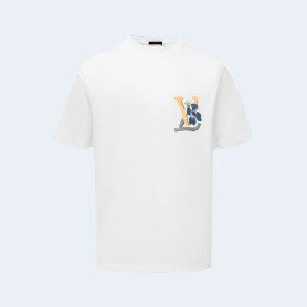 루이비통 그라데이션 멀티컬러 프린트 티셔츠 화이트