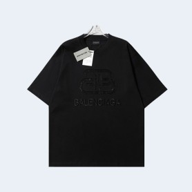 발렌시아가 BB 스팽글 로고 티셔츠 블랙