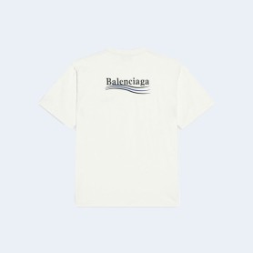 발렌시아가 웨이브 로고 오버핏 티셔츠 더스티 화이트