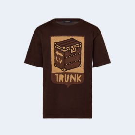 루이비통 쇼트 슬리브 코튼 인타르시아 크루넥 시에나 티셔츠