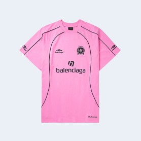발렌시아가 사커 시리즈 파리 사커 티셔츠 플루오 핑크