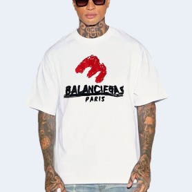 발렌시아가 우븐 프린트 레터 오버사이즈 티셔츠 화이트