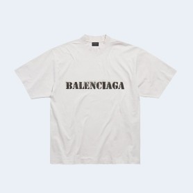 발렌시아가 스탠실 타입 미디움 핏 티셔츠 화이트